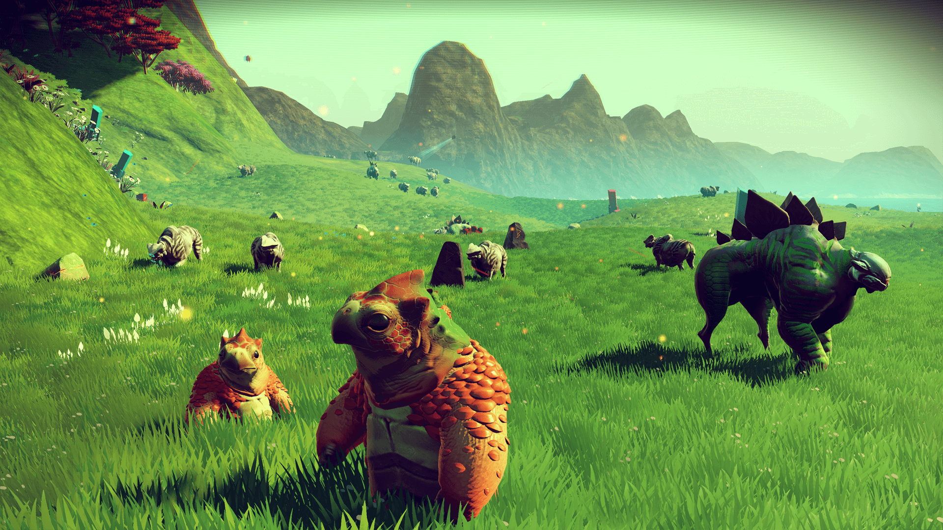 a screenshot of alien creatures in no man's sky